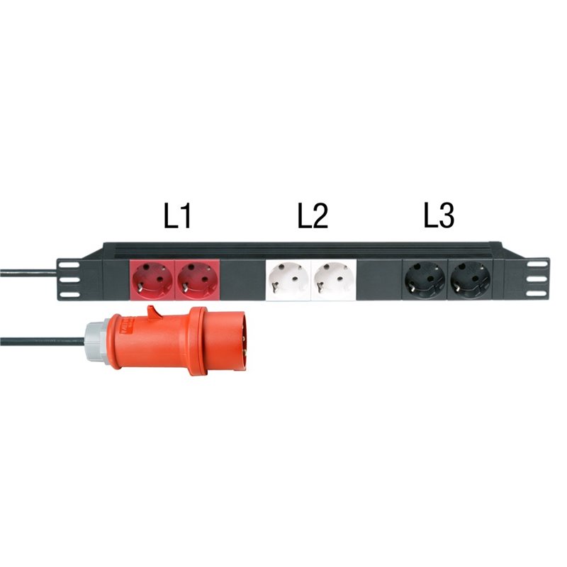 Distributeur secteur 6 prises 3 circuits séparés rackable 19"