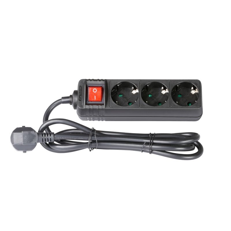 Multiprise gris et câble textile rouge avec 2 USB - 1,5m