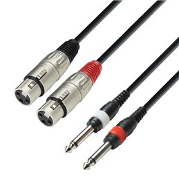 Câble 2 embases XLR sur 2 connecteurs jack mono 6,3 mm, 1 m