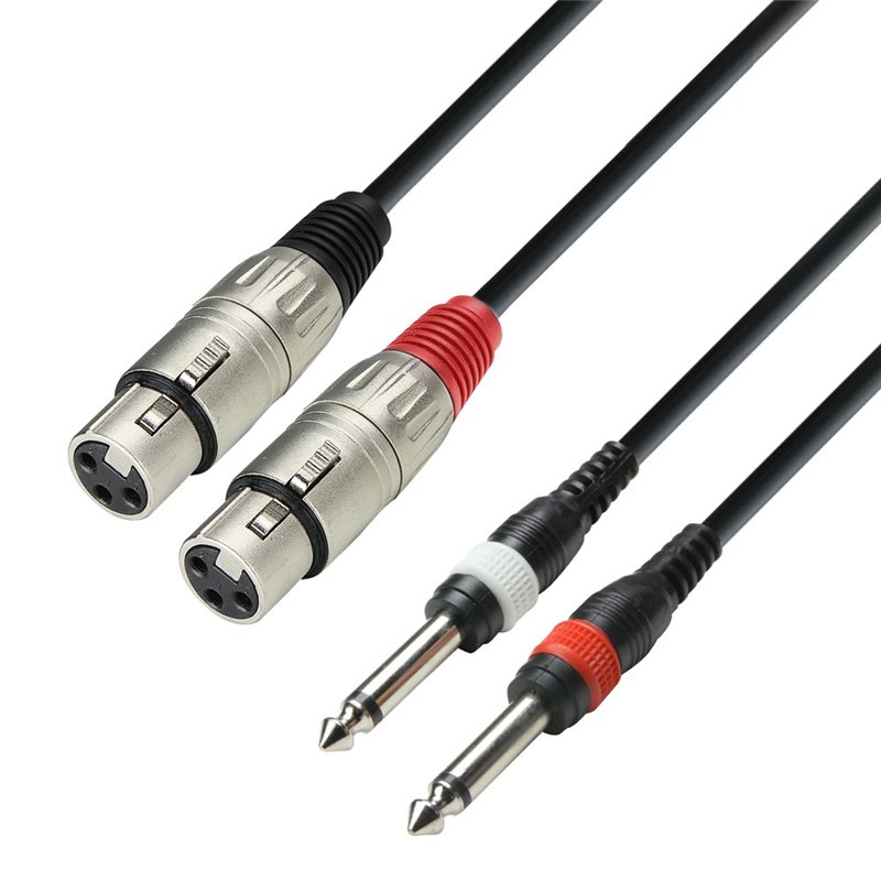 Câble 2 embases XLR sur 2 connecteurs jack mono 6,3 mm, 3 m