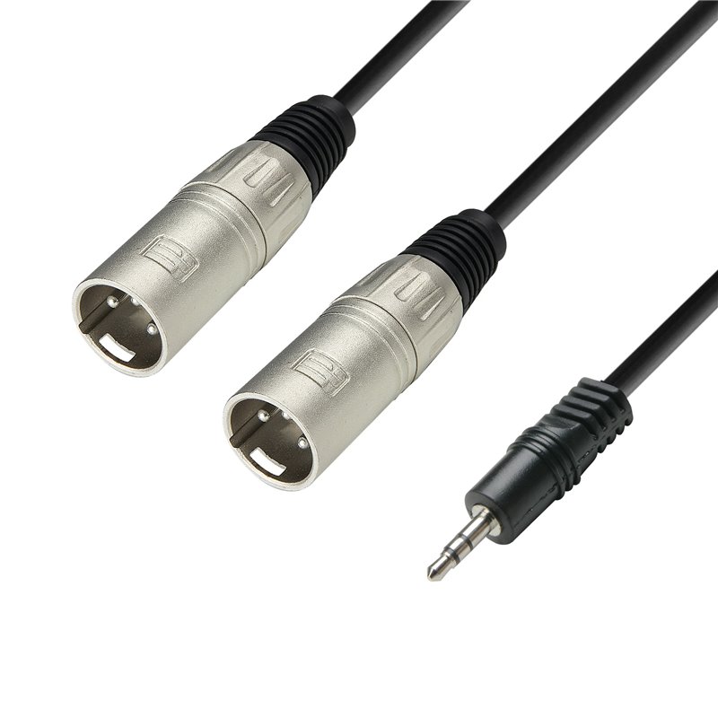 Audio Cable 3.5 mm Jack stereo to 2 x XLR male 1 m