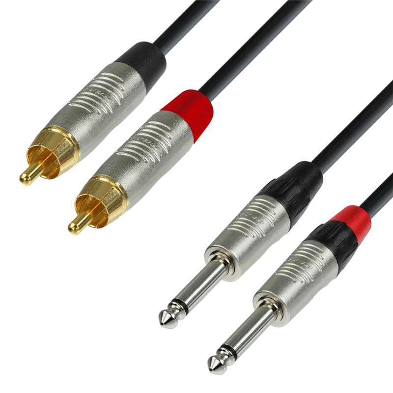 Câble Audio REAN 2 x RCA mâle vers 2 x Jack 6,35 mm mono 3 m