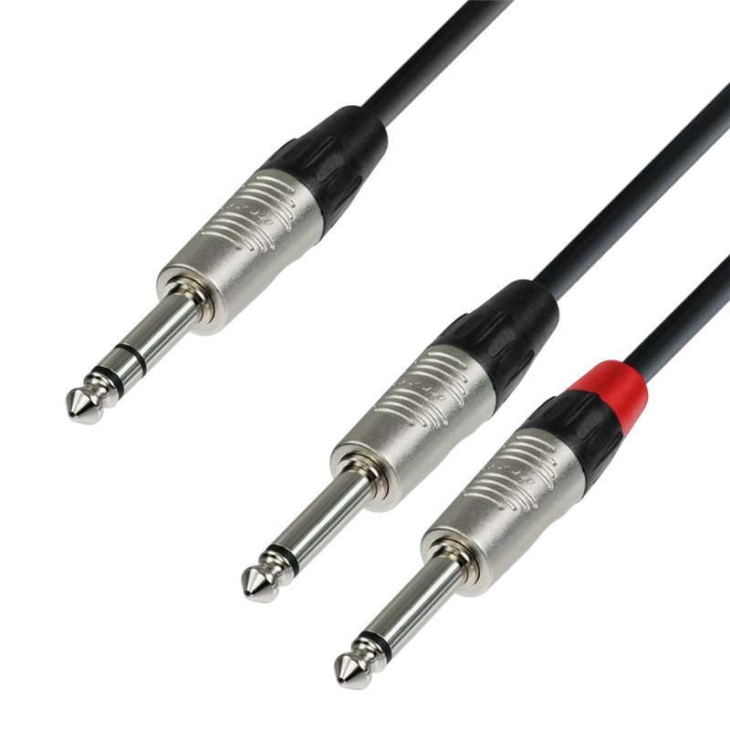 Câble Audio REAN Jack 6,35 mm stéréo vers 2 x Jack 6,35 mm mono 1,5 m