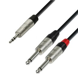 Câble Audio REAN Mini-Jack 3,5 mm stéréo vers 2 x Jack 6,35 mm mono 1,5 m