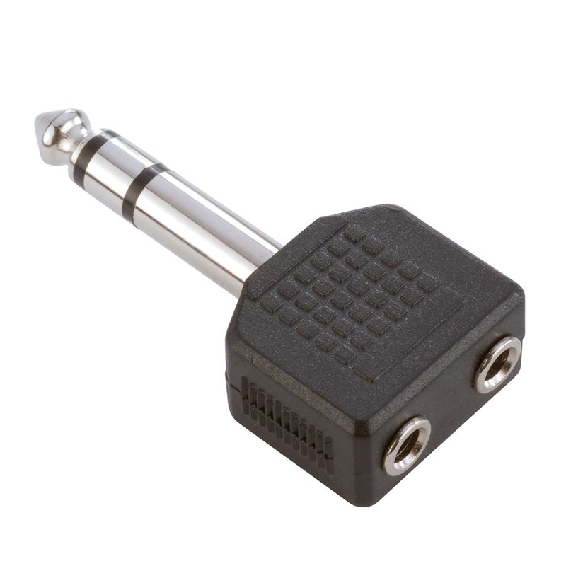 Adaptateur en Y 2 x Jack 3,5 mm stéréo femelle vers Jack 6,35 mm stéréo mâle